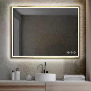 Blossom Stellar 48" x 30" Matte Black Wall-Mounted Rectangle LED Mirror