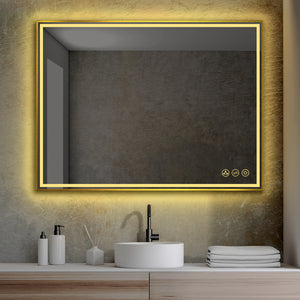 Blossom Stellar 48" x 30" Matte Black Wall-Mounted Rectangle LED Mirror