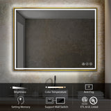 Blossom Stellar 48" x 30" Matte Black Wall-Mounted Rectangle LED Mirror