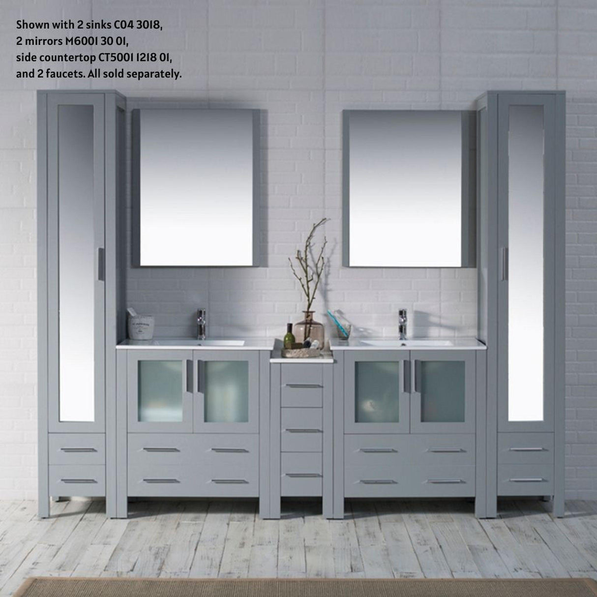 Blossom Sydney 102" Metal Gray Freestanding Vanity Base