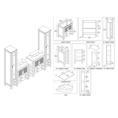 Blossom Sydney 102" Metal Gray Freestanding Vanity With Ceramic Double Vessel Sinks