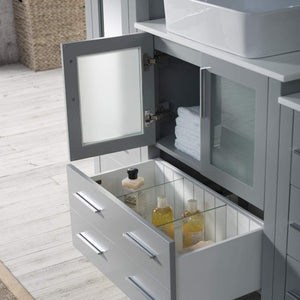 Blossom Sydney 102" Metal Gray Freestanding Vanity With Ceramic Double Vessel Sinks