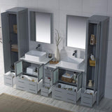 Blossom Sydney 102" Metal Gray Freestanding Vanity With Ceramic Double Vessel Sinks