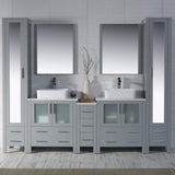 Blossom Sydney 102" Metal Gray Freestanding Vanity With Ceramic Double Vessel Sinks