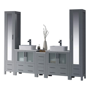 Blossom Sydney 102" Metal Gray Freestanding Vanity With Ceramic Double Vessel Sinks