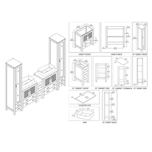 Blossom Sydney 102" White Freestanding Vanity With Ceramic Double Vessel Sinks