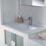 Blossom Sydney 102" White Freestanding Vanity With Integrated Double Sinks Ceramic Top and Mirror