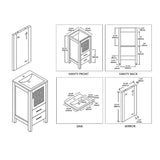 Blossom Sydney 16" White Freestanding Vanity Set With Integrated Single Sink Ceramic Top and Mirror