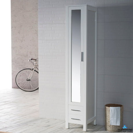 Blossom Sydney 16" x 82" Glossy White Mirror Linen Cabinet (Left Side)