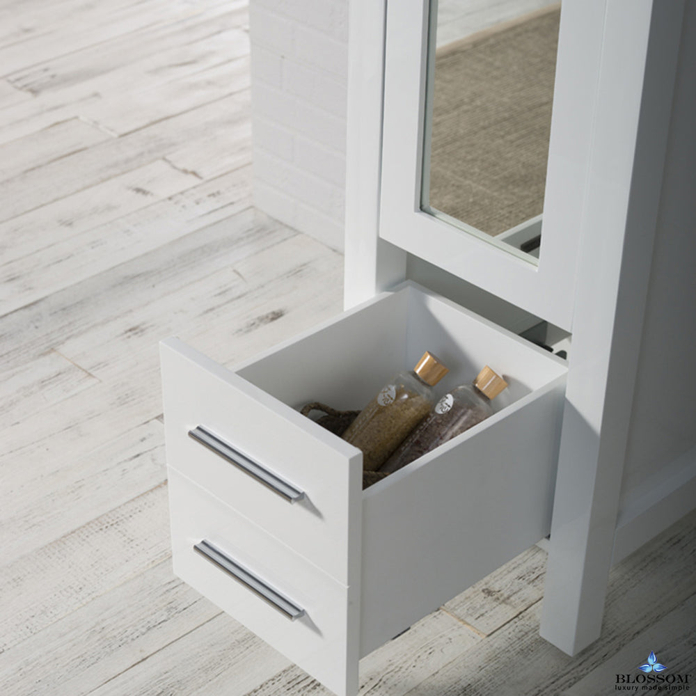 Blossom Sydney 16" x 82" Glossy White Mirror Linen Cabinet (Right Side)