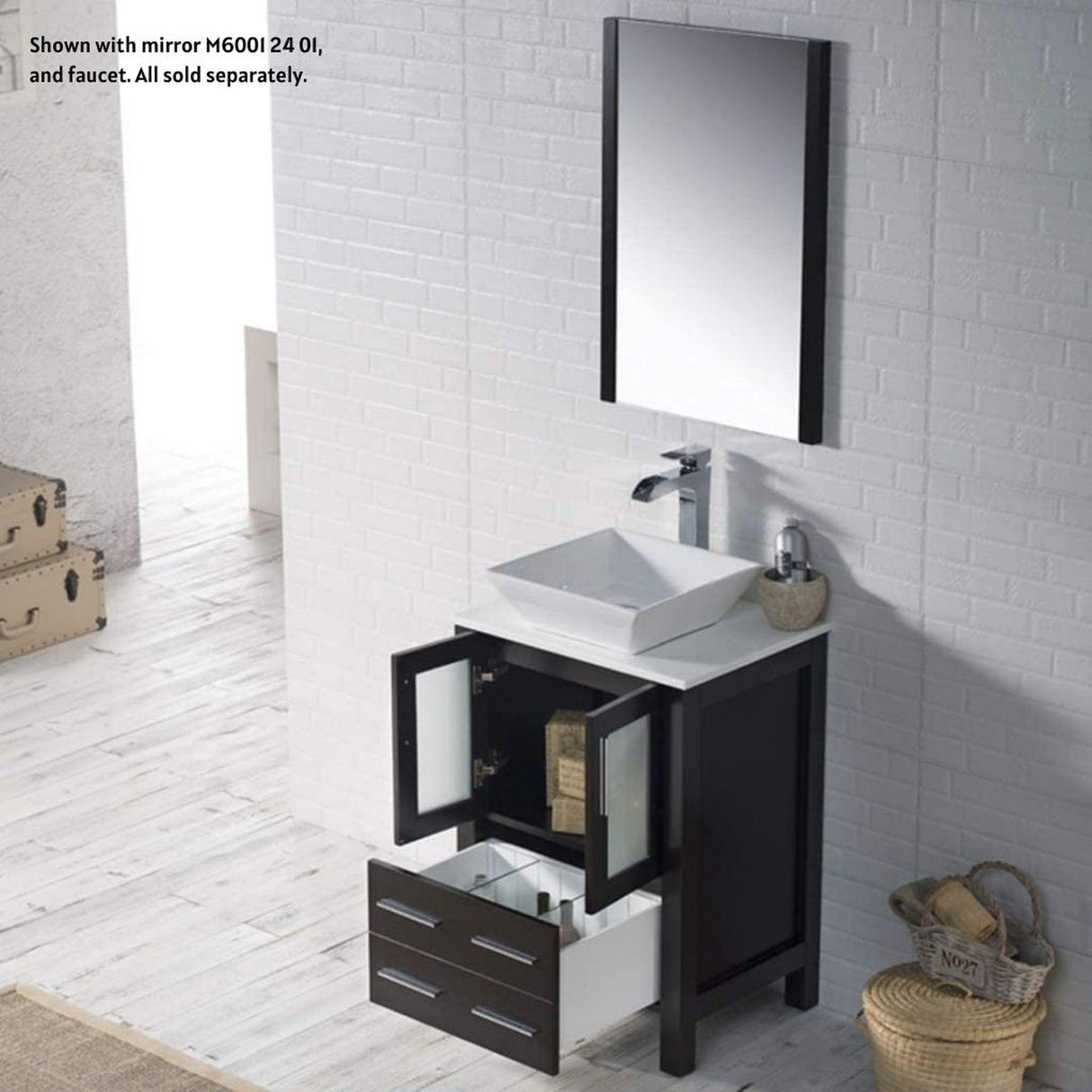 Blossom Sydney 24" Espresso Freestanding Vanity Set With Ceramic Vessel Single Sink