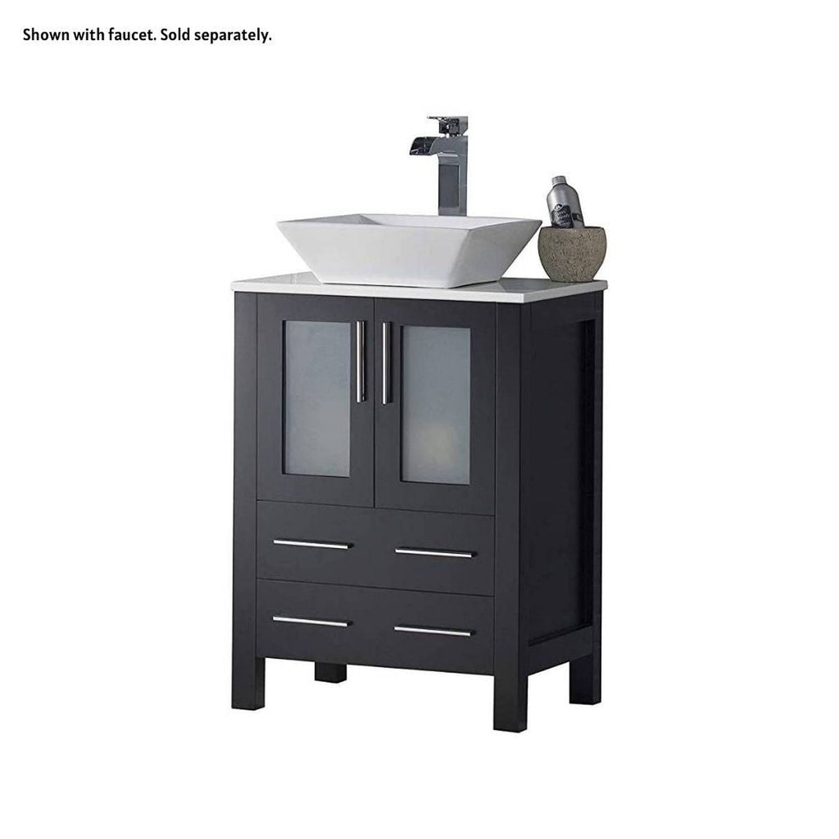 Blossom Sydney 24" Espresso Freestanding Vanity Set With Ceramic Vessel Single Sink