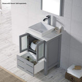 Blossom Sydney 24" Metal Gray Freestanding Vanity Set With Ceramic Vessel Single Sink and Mirror