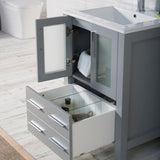 Blossom Sydney 24" Metal Gray Freestanding Vanity Set With Integrated Single Sink Ceramic Top