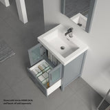 Blossom Sydney 24" Metal Gray Freestanding Vanity Set With Integrated Single Sink Ceramic Top