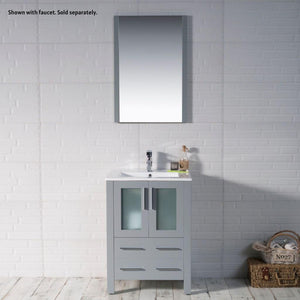 Blossom Sydney 24" Metal Gray Freestanding Vanity Set With Integrated Single Sink Ceramic Top and Mirror