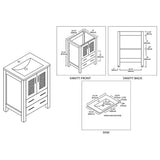 Blossom Sydney 24" White Freestanding Vanity Set With Integrated Single Sink Ceramic Top