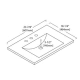 Blossom Sydney 24" x 18" White Rectangular Three Holes 8" Widespread Ceramic Vanity Top With Integrated Single Sink And Overflow