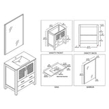 Blossom Sydney 30" Espresso Freestanding Vanity Set With Integrated Single Sink Ceramic Top and Mirror