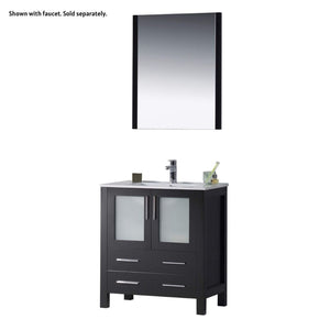 Blossom Sydney 30" Espresso Freestanding Vanity Set With Integrated Single Sink Ceramic Top and Mirror