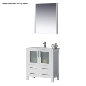 Blossom Sydney 30" White Freestanding Vanity Set With Integrated Single Sink Ceramic Top and Mirror