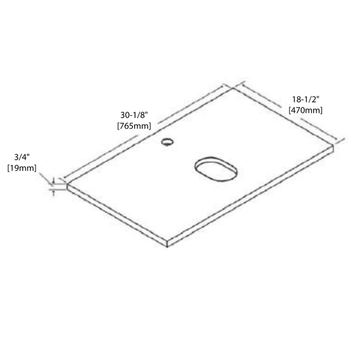 Blossom Sydney 30" x 18" White Ceramic Vanity Top