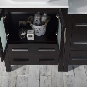 Blossom Sydney 36" Espresso Freestanding Vanity Set With Ceramic Vessel Single Sink, Mirror and Side Cabinet