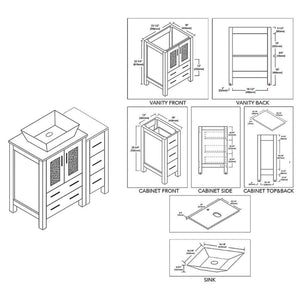 Blossom Sydney 36" Espresso Freestanding Vanity Set With Ceramic Vessel Single Sink and Side Cabinet