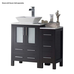 Blossom Sydney 36" Espresso Freestanding Vanity Set With Ceramic Vessel Single Sink and Side Cabinet