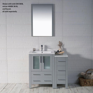 Blossom Sydney 36" Metal Gray Freestanding Vanity Base With Side Cabinet