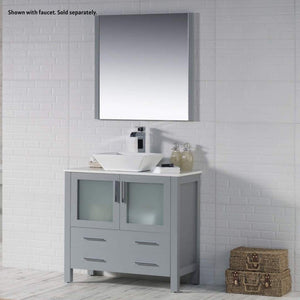 Blossom Sydney 36" Metal Gray Freestanding Vanity Set With Ceramic Vessel Single Sink and Mirror