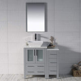 Blossom Sydney 36" Metal Gray Freestanding Vanity Set With Ceramic Vessel Single Sink and Side Cabinet