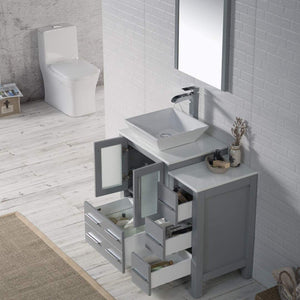 Blossom Sydney 36" Metal Gray Freestanding Vanity Set With Ceramic Vessel Single Sink and Side Cabinet