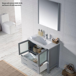 Blossom Sydney 36" Metal Gray Freestanding Vanity Set With Integrated Single Sink Ceramic Top