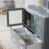Blossom Sydney 36" Metal Gray Freestanding Vanity Set With Integrated Single Sink Ceramic Top