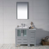 Blossom Sydney 36" Metal Gray Freestanding Vanity Set With Integrated Single Sink Ceramic Top and Side Cabinet