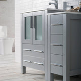 Blossom Sydney 36" Metal Gray Freestanding Vanity Set With Integrated Single Sink Ceramic Top and Side Cabinet