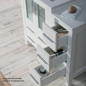 Blossom Sydney 36" White Freestanding Vanity Base With Side Cabinet