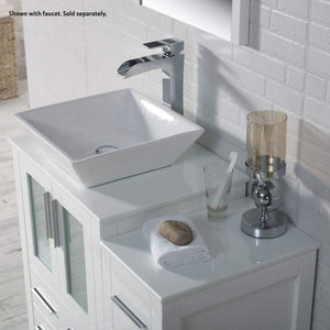 Blossom Sydney 36" White Freestanding Vanity Set With Ceramic Vessel Single Sink, Mirror and Side Cabinet