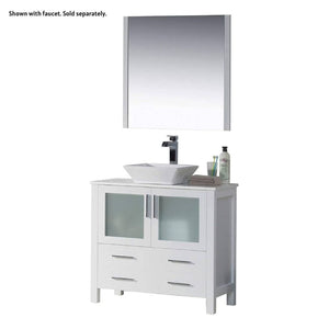 Blossom Sydney 36" White Freestanding Vanity Set With Ceramic Vessel Single Sink and Mirror