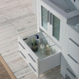 Blossom Sydney 36" White Freestanding Vanity Set With Integrated Single Sink Ceramic Top, Mirror and Side Cabinet