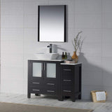 Blossom Sydney 42" Espresso Freestanding Vanity Set With Ceramic Vessel Single Sink, Mirror and Side Cabinet