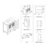 Blossom Sydney 42" Espresso Freestanding Vanity Set With Integrated Single Sink Ceramic Top and Side Cabinet