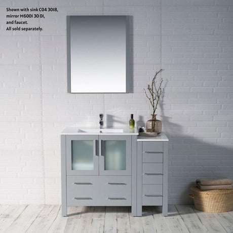 Blossom Sydney 42" Metal Gray Freestanding Vanity Base With Side Cabinet