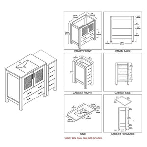 Blossom Sydney 42" Metal Gray Freestanding Vanity Base With Side Cabinet