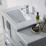 Blossom Sydney 42" Metal Gray Freestanding Vanity Set With Integrated Single Sink Ceramic Top and Side Cabinet