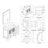 Blossom Sydney 42" White Freestanding Vanity Set With Ceramic Vessel Single Sink, Mirror and Side Cabinet