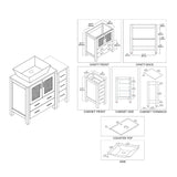 Blossom Sydney 42" White Freestanding Vanity Set With Ceramic Vessel Single Sink and Side Cabinet