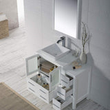Blossom Sydney 42" White Freestanding Vanity Set With Ceramic Vessel Single Sink and Side Cabinet