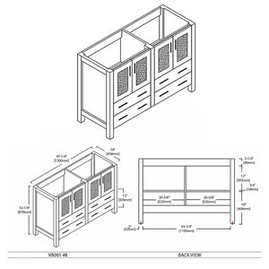 Blossom Sydney 48" White Freestanding Vanity Base